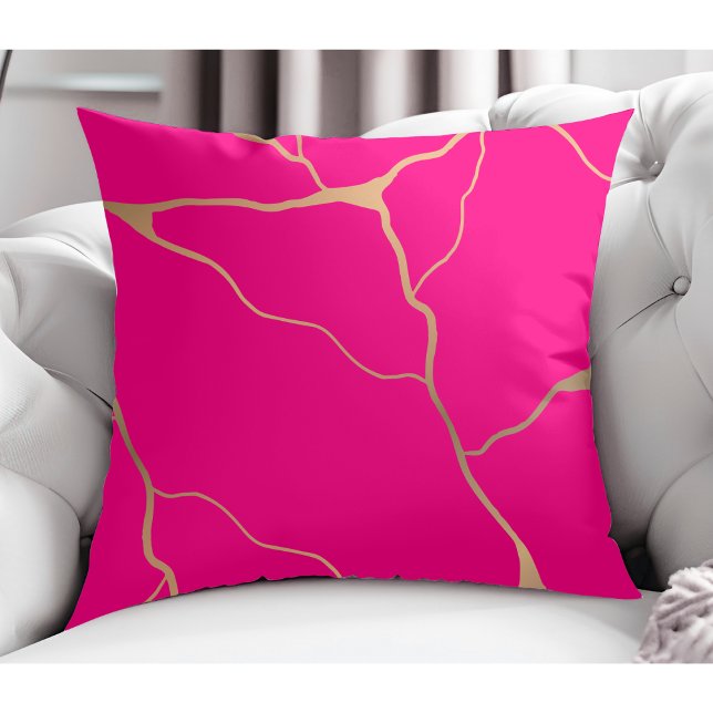 Modern Abstrakte goldene Vene Design hell rosa Kissen (Von Creator hochgeladen)