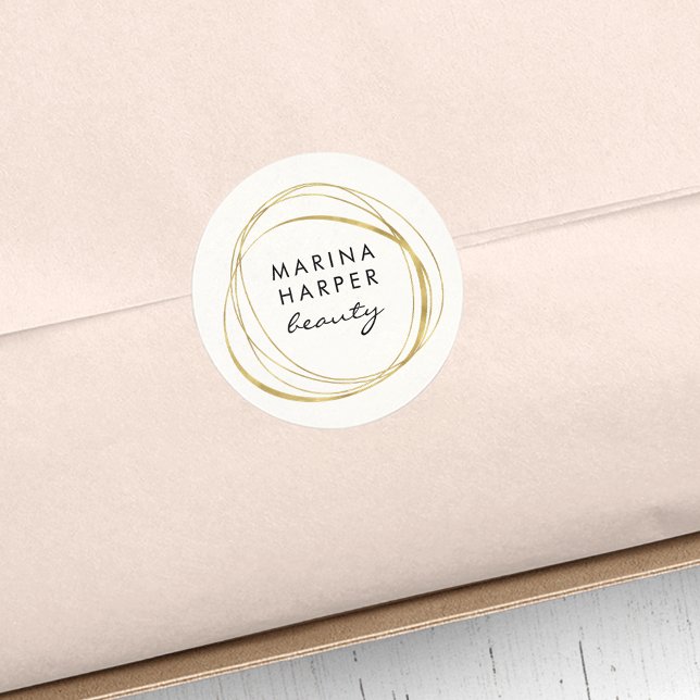 Modern Abstrakte Imitate Gold-Logo Runder Aufkleber (Von Creator hochgeladen)