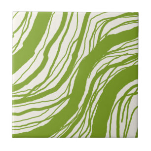 Modern Abstrakte Wavy Lines Avocado Green Fliese