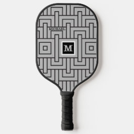 Modern Abstrakter Name für Schwarz-weiße Monogramm Pickleball Schläger