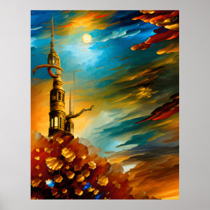 Modern Abstraktes aquamarines Goldplakat Poster