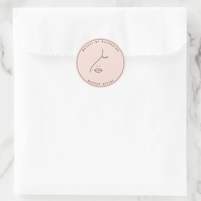 Modern Abstraktes Beauty Face Logo Runder Aufkleber (Tasche)