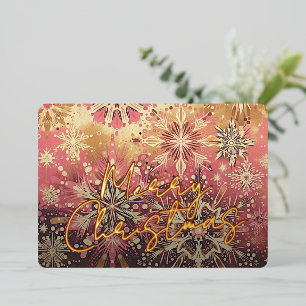Modern Abstraktes Rosa Snowfloral Kunstvoll wander Folien Feiertagskarte