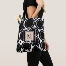 Modern Abstraktes Schwarz-weiß-Blütenrosa Monogram