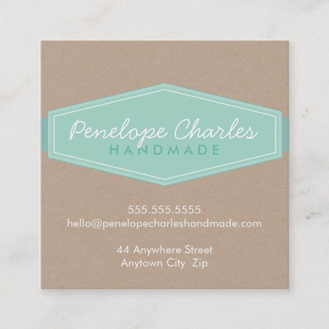 MODERN ABZEICHEN LOGO pastel fett Minze Öko kraft Quadratische Visitenkarte (Vorderseite)