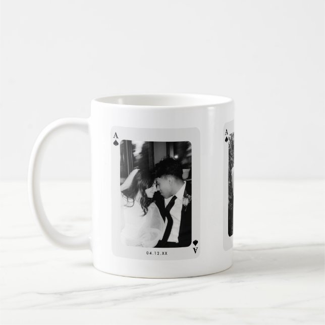 Modern Ace of Spades 3 Couple Photos Custom Kaffeetasse (Links)