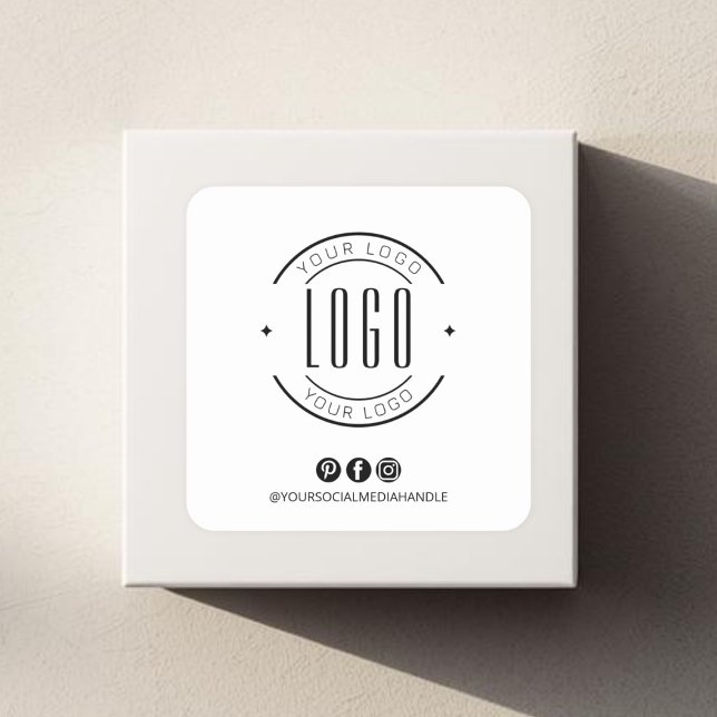 Modern add your logo small business social media quadratischer aufkleber (Von Creator hochgeladen)