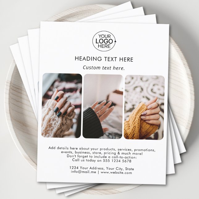 Modern Add Your Logo Typografy Foto Grid White Flyer (Modern Add Your Logo Typography Photo Grid White Flyer)