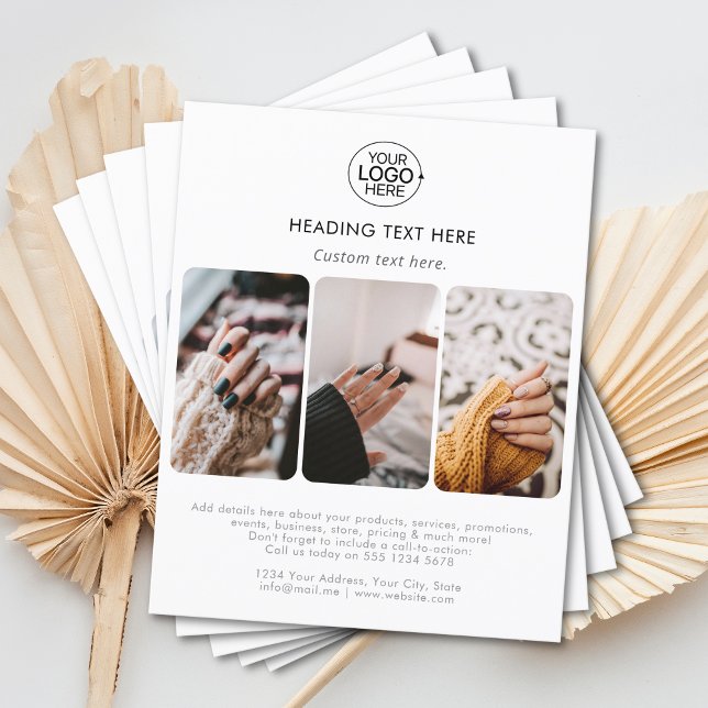 Modern Add Your Logo Typografy Foto Grid White Flyer (Modern Add Your Logo Typography Photo Grid White Flyer)