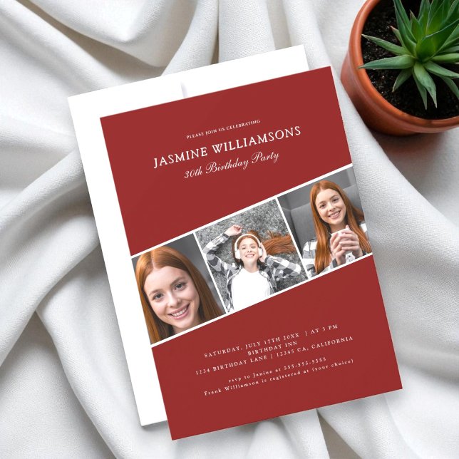  Modern  adult photo collage  birthday party Einladung (Von Creator hochgeladen)