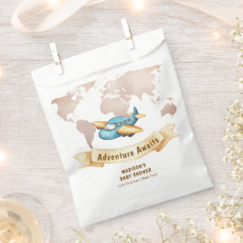 Modern Adventure World Map Airplane Baby Shower Geschenktütchen