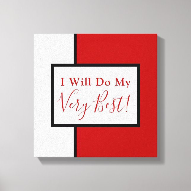 Modern Affirmate Quote Color Block Red Black Leinwanddruck (Vorderseite)