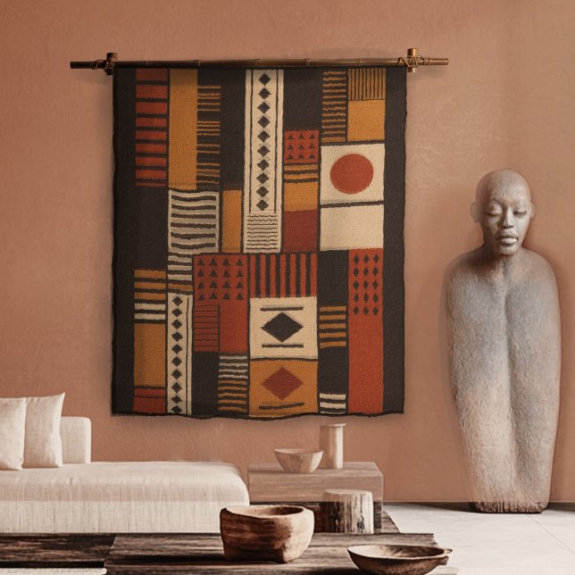 Modern Afrocentric Silhouette Terracotta Boho  Wandteppich (Von Creator hochgeladen)