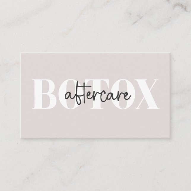 Modern Aftercare Botox Instructions Business Card Visitenkarte (Vorderseite)