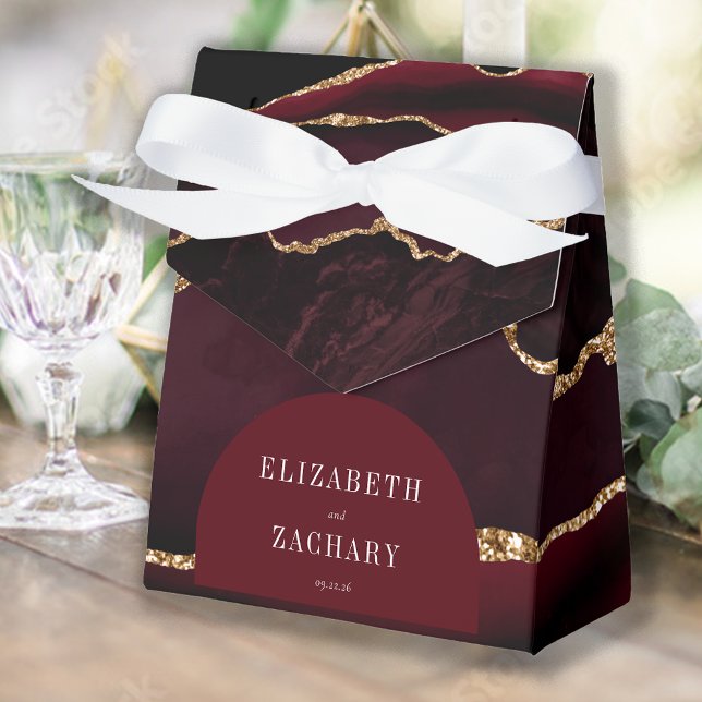 Modern Agate Geode Arch Burgundy Gold Geschenkschachtel (Von Creator hochgeladen)