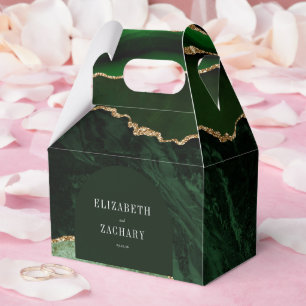 Modern Agate Geode Arch Hunter Green Gold Geschenkschachtel