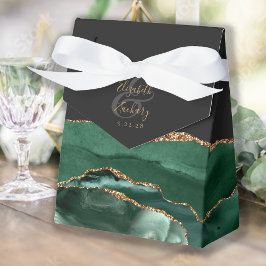 Modern Agate Geode Emerald Green Gold Dark Geschenkschachtel