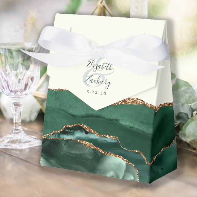 Modern Agate Geode Emerald Green Gold Geschenkschachtel (Von Creator hochgeladen)