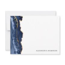 Modern Agate Navy Blue Gold Glitzer Marble Geode