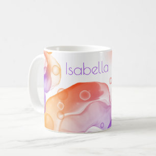 Modern Alcohol Ink Orange Lila NAME Farbiger Spaß Kaffeetasse