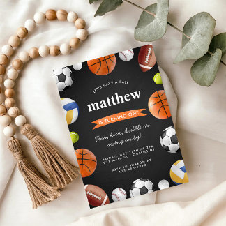 Modern All Star Sports Balls Team Kid Boy Birthday Einladung