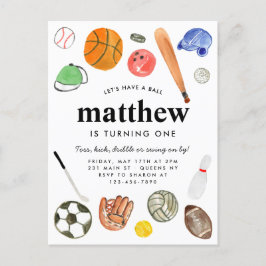 Modern All Star Sports Balls Team Kindermädchen Ge Postkarte