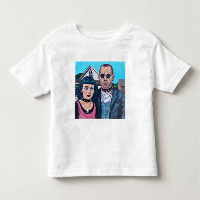 Modern American Gothic Art - Grant Woods Inspired Kleinkind T-shirt (Vorderseite)