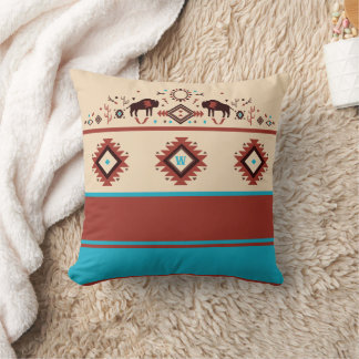 Modern American Native Influenced Pattern Monogram Kissen