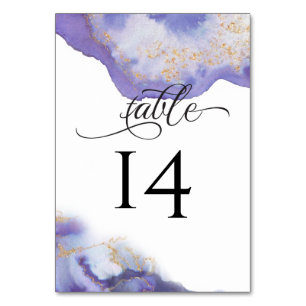 Modern Amethyst Watercolor Geode BarefootBride™ Tischnummer