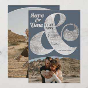 Modern Ampere und Silber 2 Fotos Save the Date
