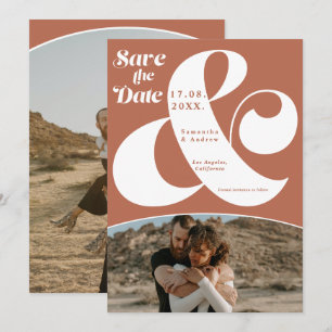 Modern Ampere und Terrakotta 2 Fotos Save the Date