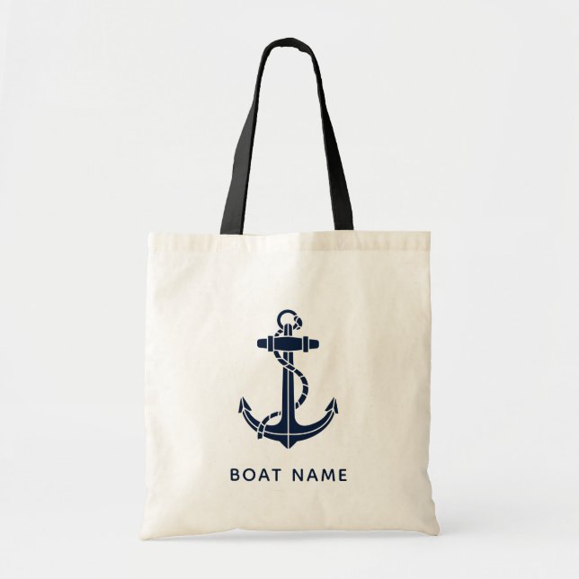 Modern Anchor Beach Swag Name Custom Tragetasche (Vorne)
