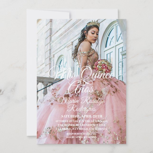 Modern and Elegant Quinceañera Photo Einladung (Vorderseite)