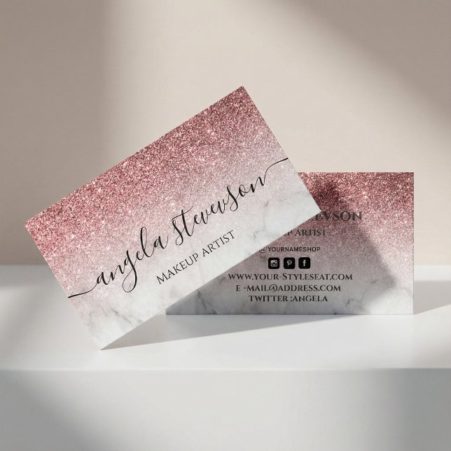 modern and elegant rose gold glitter marble  visitenkarte (#glitterrosegold #scriptcalligraphy #marblebackground #rosegold #makeupartist #chick #hairstyle)
