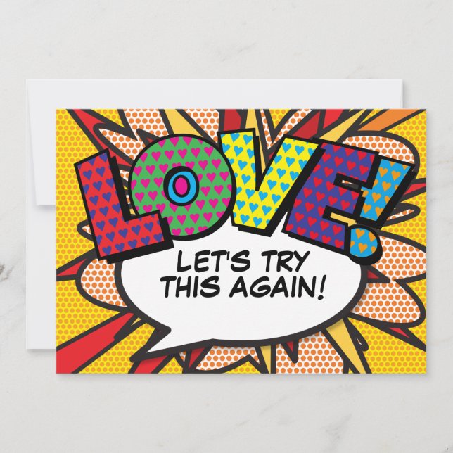 Modern ändern Sie den Date Comic Book Fun Einladung (Vorderseite)