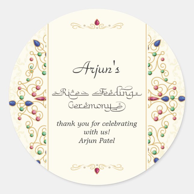 Modern Annaprashan First Rice Zeremonie Runder Aufkleber (Vorderseite)