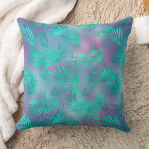 Modern Aqua Blue Palm Leaf Kissen