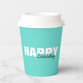 Modern Aqua Blue Typografy Happy Birthday Pappbecher