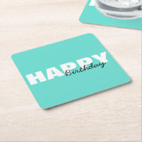 Modern Aqua Blue Typografy Happy Birthday Party