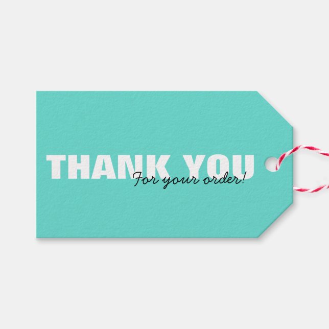 Modern Aqua Blue Vielen Dank für Ihre Bestellung Geschenkanhänger (Vorderseite (Horizontal))