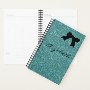 Modern Aqua Glitzer Girly Personalisiert Planer