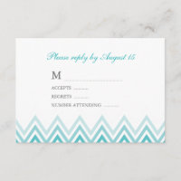 Modern Aqua Ombre Chevrons Response Cards