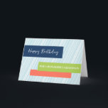 Modern Aqua Stripes Grandson Birthday Karte<br><div class="desc">Geburtstagskarte für Enkel mit modernem türkisblauem Streifen Design und nachdenklichem Vers.</div>