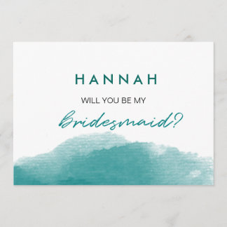 Modern Aquamarin Blue Watercolor Script Bridesmaid Einladung