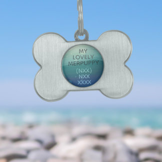 Modern Aquamarine Farbe Name Knochen Pet ID Tag Tiermarke