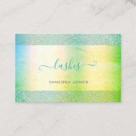 Modern Aquamarine Gelb-Grün-Ombre-Wasserfarben Visitenkarte
