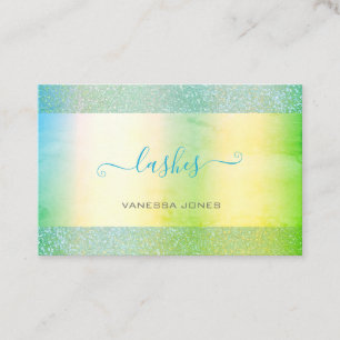 Modern Aquamarine Gelb-Grün-Ombre-Wasserfarben Visitenkarte