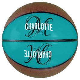 Modern aquamariner Skriptmonogramm-Name Basketball