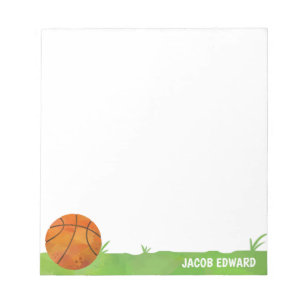 Modern Aquarell Basketball Sport Bass Grass Kinder Notizblock