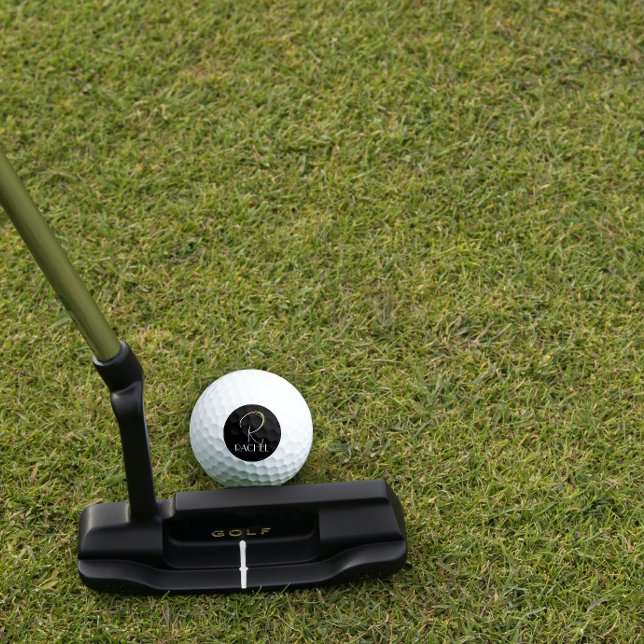 Modern Aquarell Erstname R Schwarz Golfball (Von Creator hochgeladen)